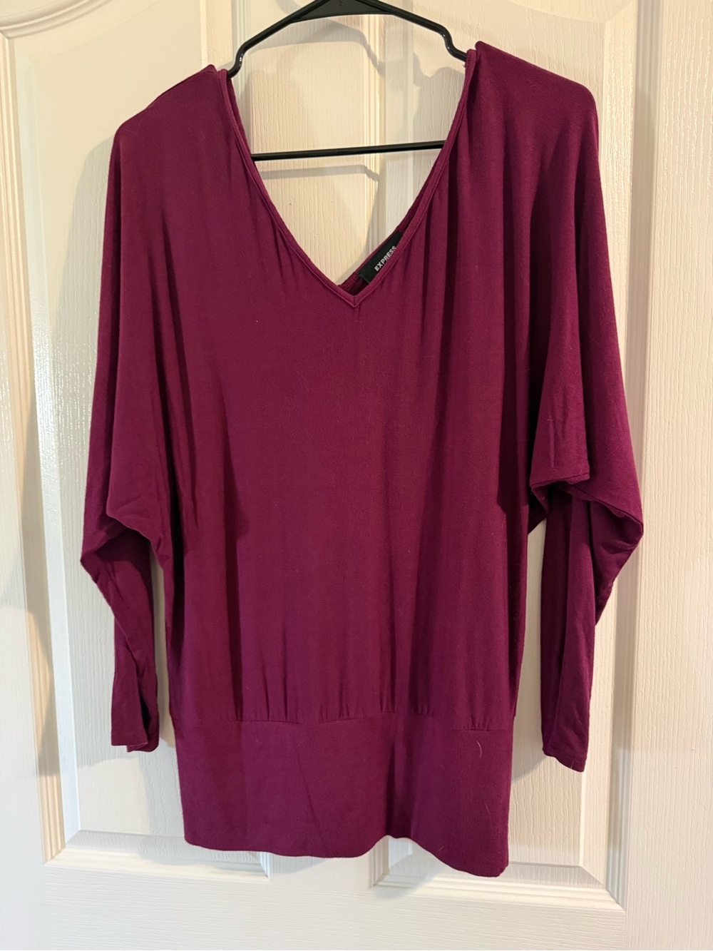 Set of 2 - Express Plum / Black V-Neck Dolman Soft Sleeve Tunic